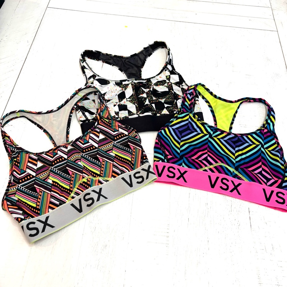 VSX Women's Geometric Colorful Size S Sports Bra Trio